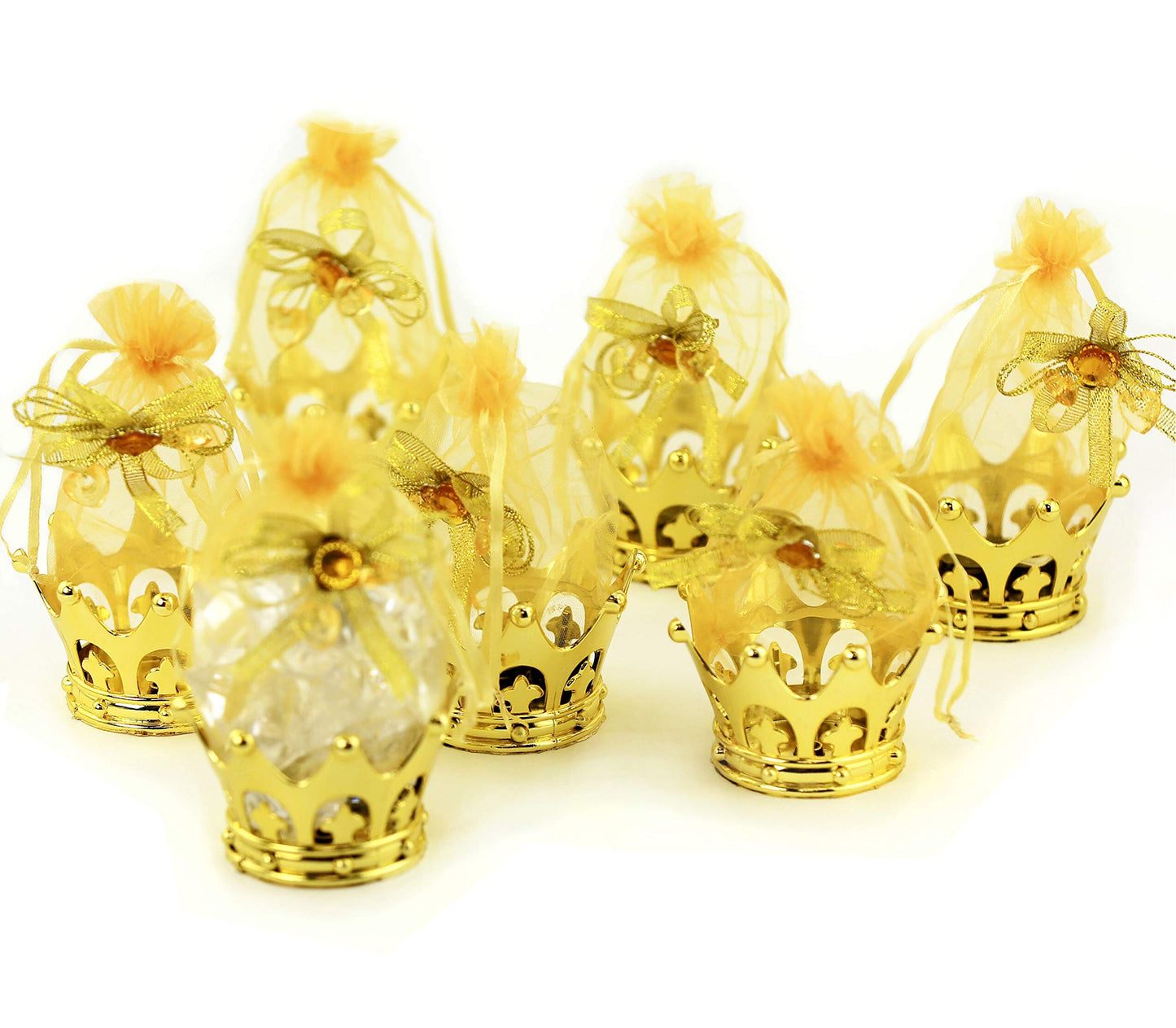 JC HUMMINGBIRD JCHB12 Pieces Fillable Gold Crown with Flower Pouch Party Favors