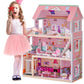 ROBOTIME Wooden Dollhouse, Doll Houses Playset with 24 Pcs Furniture for 4, 5, 6-Inch Dolls, Dollhouse Gift for 3+ Year Old Girl