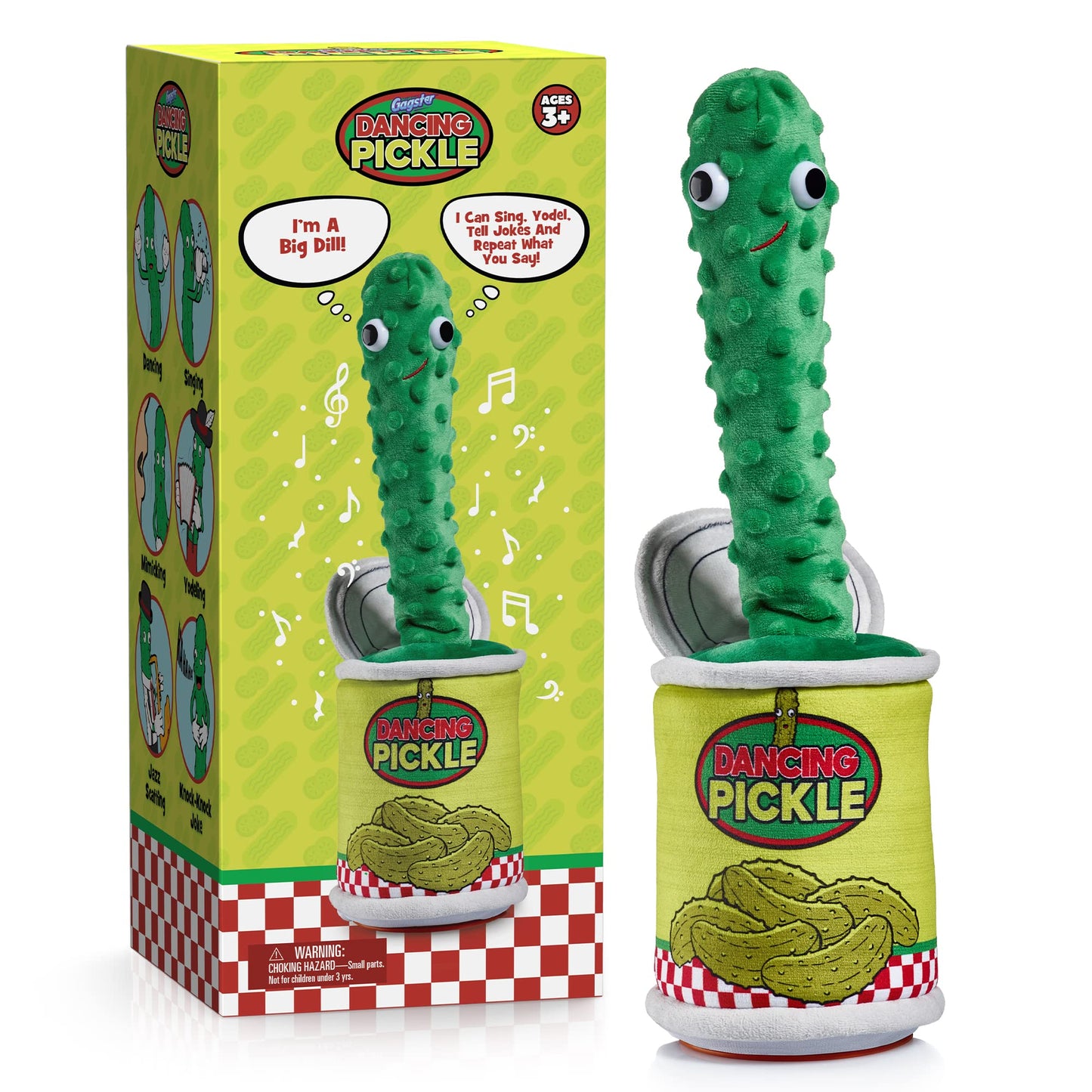 Gagster Dancing Pickle - Sings, Repeats What You Say & Tells Jokes, Singing & Talking Pickletoy, Electronic Yodeling Pickle For Anyone Who Loves Pickles And Funny Gag Gifts