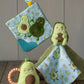 Mary Meyer Crinkle Teether Toy With Baby Paper And Squeaker, 6 X 6-Inches, Yummy Avocado (44141)