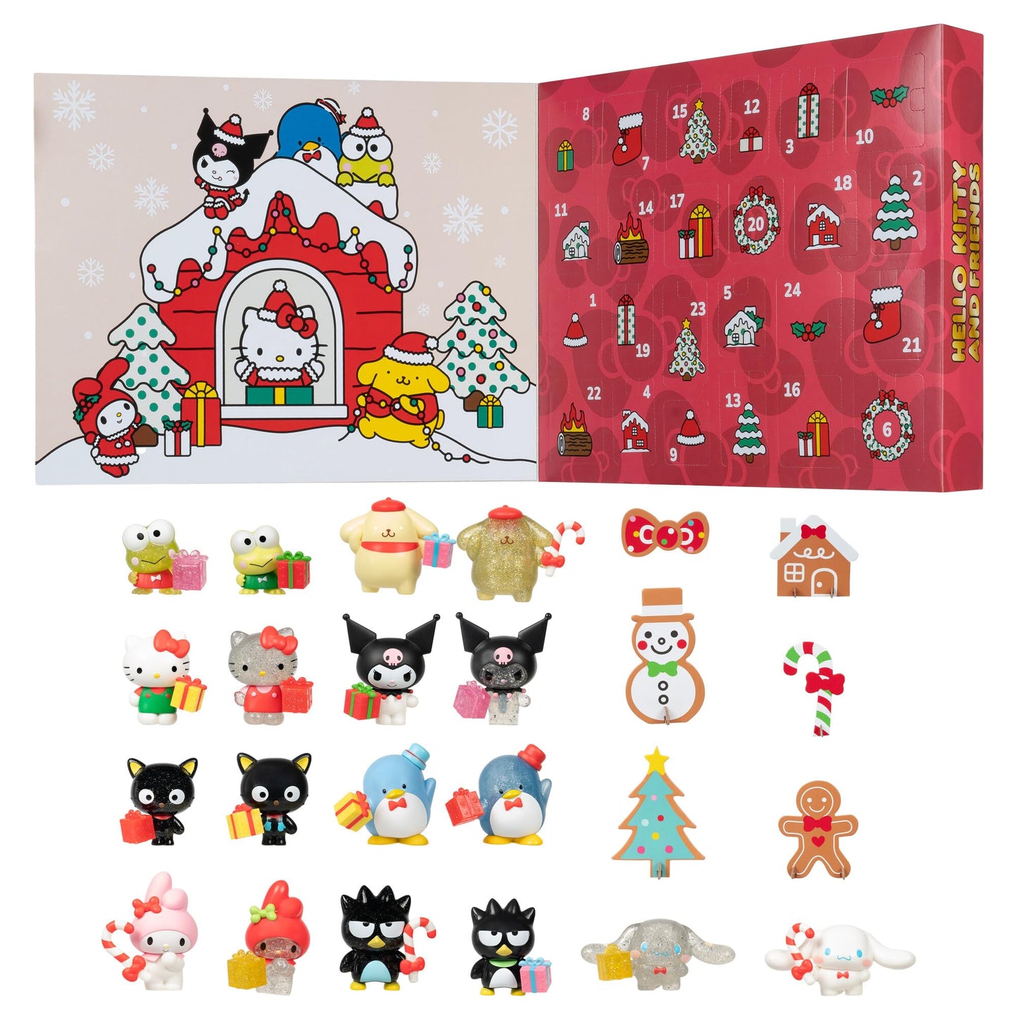 Hello Kitty and Friends Holiday Advent Calendar - 24 limited availability Items - Seasonal Toys for Kids - Officially Licensed Sanrio Product from Jazwares - Ages 6+