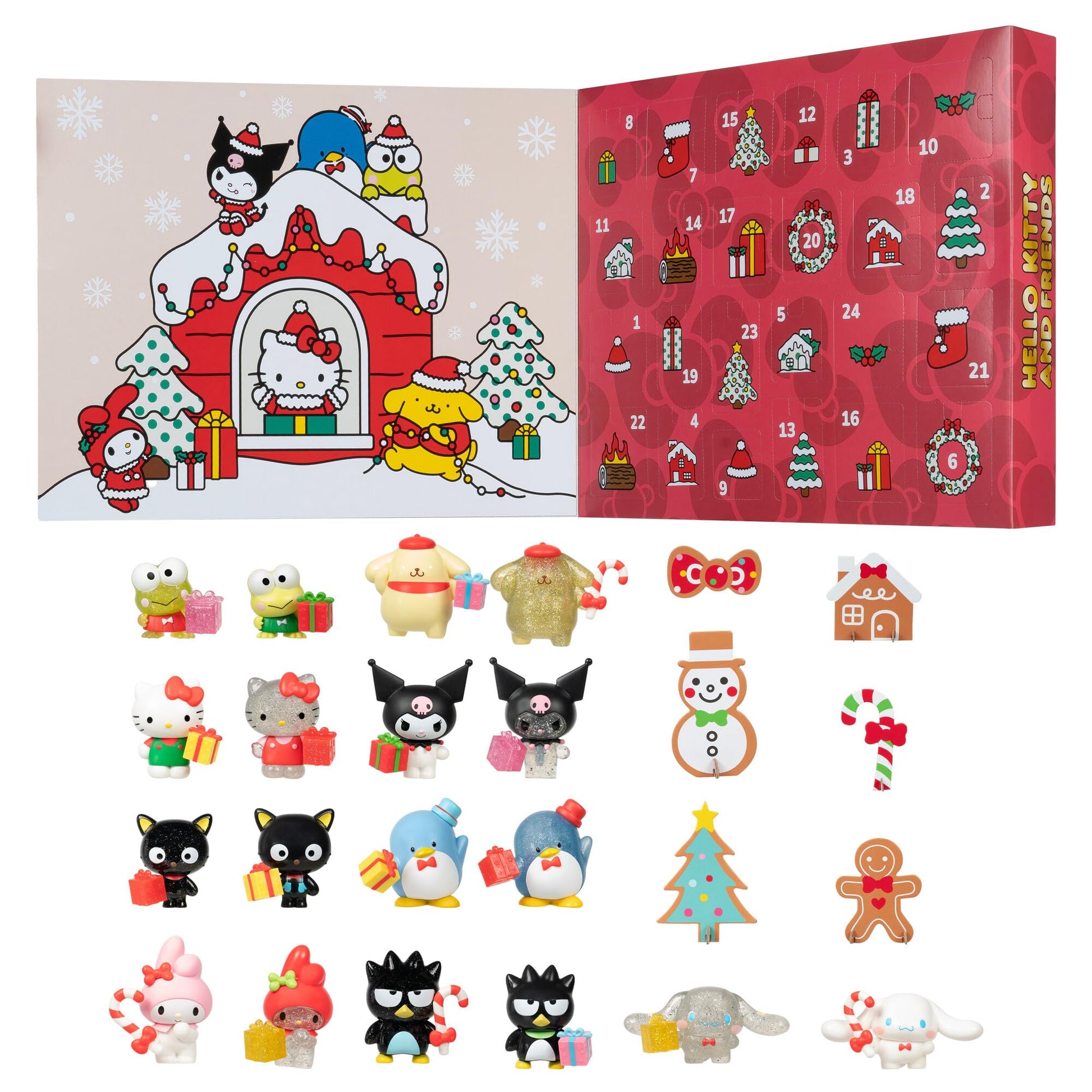 Hello Kitty and Friends Holiday Advent Calendar - 24 limited availability Items - Seasonal Toys for Kids - Officially Licensed Sanrio Product from Jazwares - Ages 6+