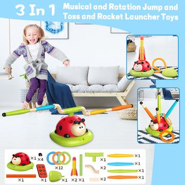 Engfa 3 In 1 Musical Jump, Toss Ring Game Toys, Stomping Launch Rocket Launcher For Kids Toys For Girls Boys 3-5, Sports & Outdo
