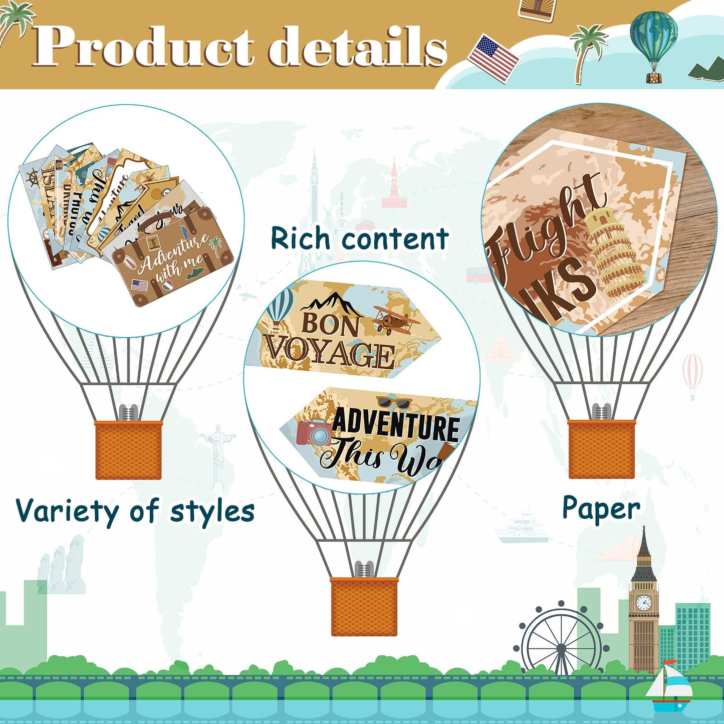 Ysleen 20 Pcs Travel Themed Party Decorations Set Let The Adventure Begin Sign Adventure Signs Bon Voyage Party Decorations for