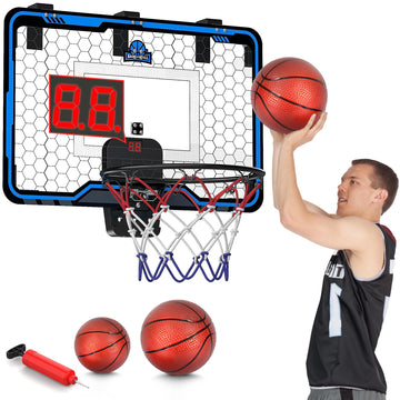 Hoperock Large Indoor Basketball Hoop For Kids Teens Adults, 24 X 16 Inch Over The Door Basketball Hoops With Electronic Scoreboard, Basketball Toys Birthday Gifts For Boys Girls
