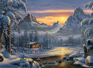Buffalo Games 1000 Piece Jigsaw Puzzle - Evening On Mountain Lake, Multicolor, Precision-Cut, 26.75 x 19.75 inches, Model 13908