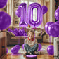 Katchon Purple Giant 40 Inch Number 10 Balloon, 10Th Birthday Decorations For Girl, Reusable, Helium Supported, Lavender Balloon For Purple Birthday Decorations