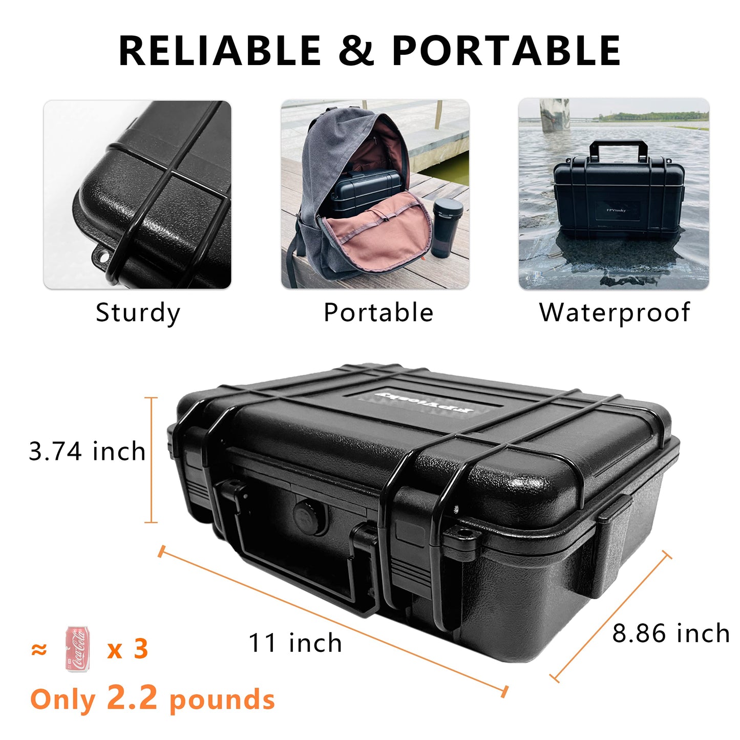 Judunmsk Waterproof Hard Case for DJI Mini 2 SE/4K - Compact, Portable, Black+Yellow, Durable ABS
