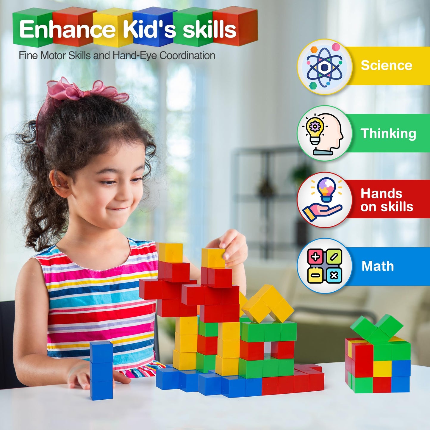 Tigerdoe 42 Pcs Educational Magnetic Cubes for Kids | Sensory Montessori Toys for Boys & Girls | Preschool Educational Magnetic Block Set