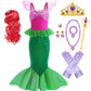 Huutiomys Little Girl Luxury Mermaid Costume Princess Dress For Girls With Accessories (Green, 8-9 Years)