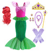 Huutiomys Little Girl Luxury Mermaid Costume Princess Dress For Girls With Accessories (Green, 8-9 Years)
