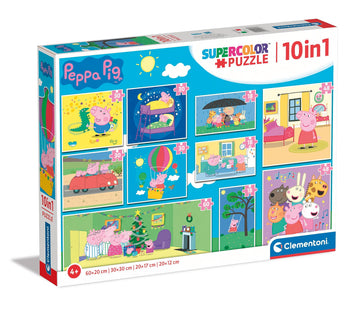 Clementoni - 20271 - Supercolor Puzzle 10 In 1 Peppa Pig (3X18, 4X30, 2X48 And 1X60 Pieces) - Jigsaw Puzzle For Kids Age 4