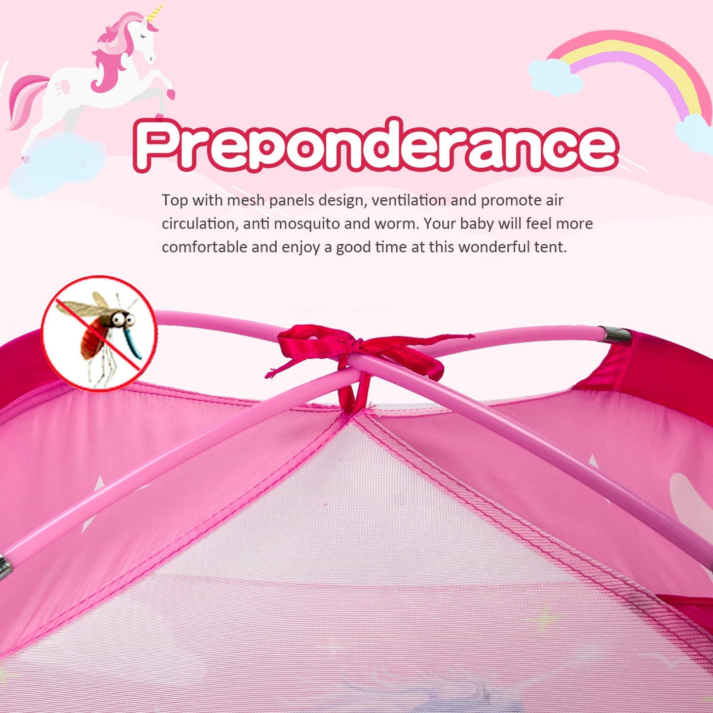 Mountrhino Kids Play Tent 48”X48”X42” Pink Unicorn Princess Playhouse Tent For Kids Indoor Outdoor Children Dome Tent For Girls Boys Camping Playground Perfect Kid’S Gift