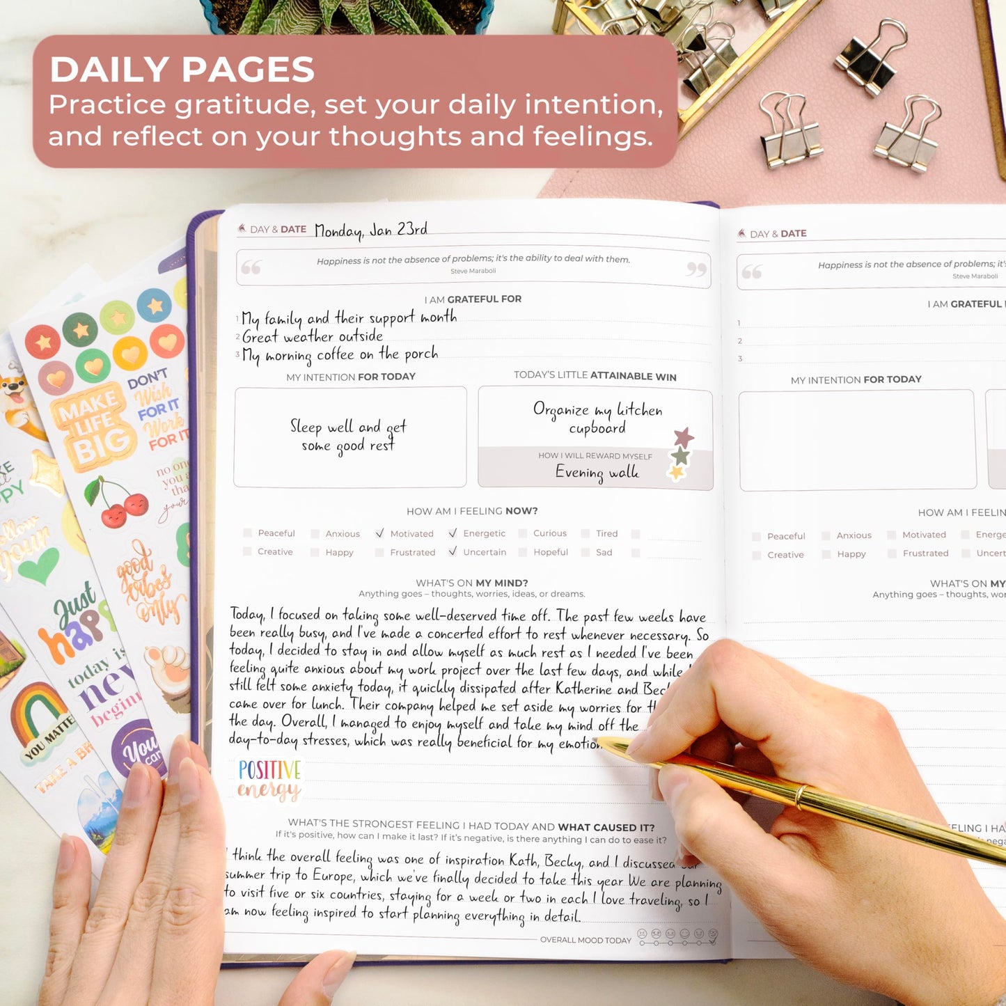 Clever Fox Inner Peace Journal - Guided Stress & Anxiety Relief Journal with Prompts - Healing & Self-Discovery Notebook for Wom