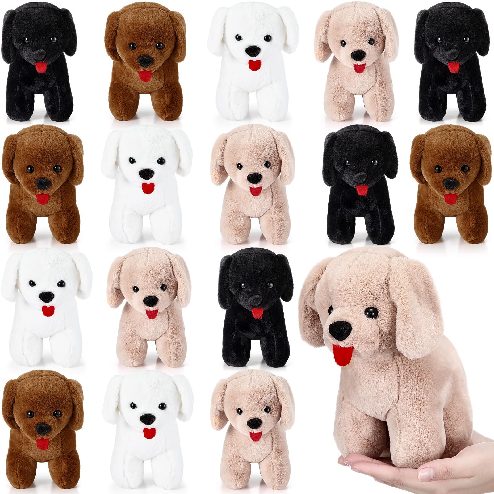 Syhood 16 Pcs Plush Dogs 7.87 Inches Stuffed Dogs Bulk Valentines Party Favor Gift Plush Stuffed Animal For Girls Boys Goodie Bag Birthday(Labrador)