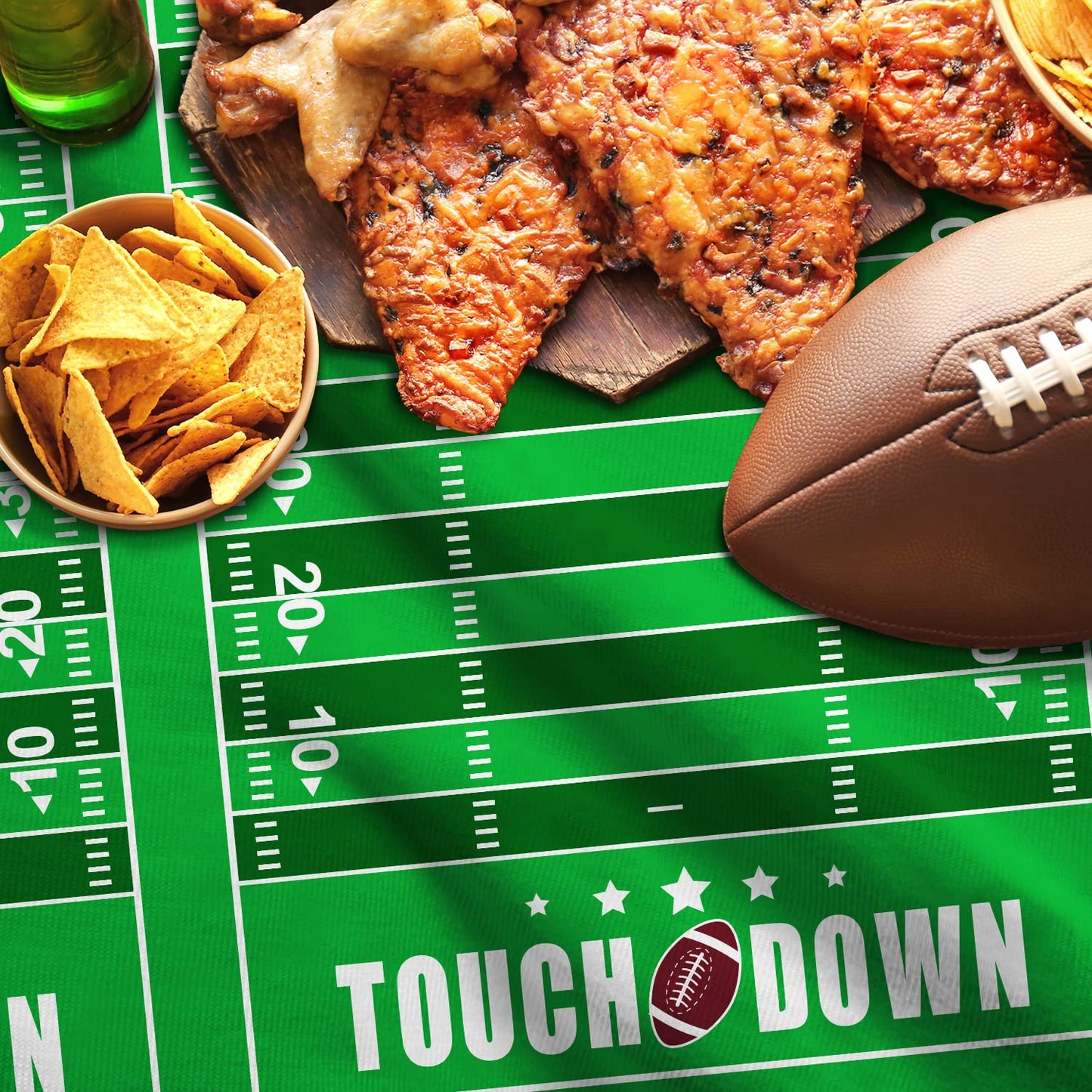 Gatherfun Football Theme Party Disposable Tablecloth Plastic Touchdown Table Cover for Birthday Party Football Tailgate Decorati