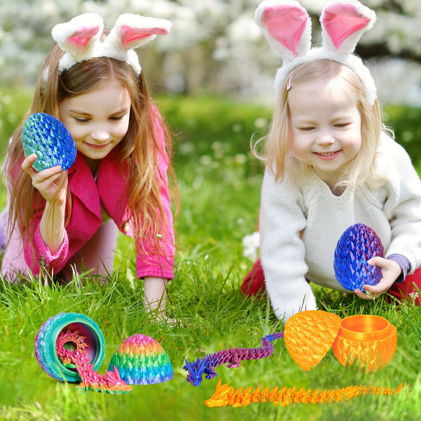 4 Pcs Dragon Egg, 3D Printed Dragon Eggs With Dragon Inside Surprise Mystery Easter Egg Fidget Toy, Articulated Crystal Toys For