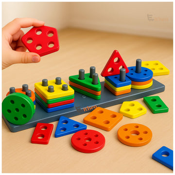 Eitheo Geometric Angle Blocks For Kids | 26 Pcs Montessori Sorting & Stacking Educational Toy | Colorful Shape Sorter Puzzle For
