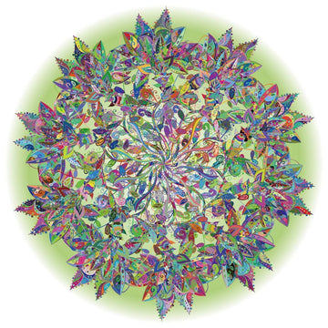 Bgraamiens Puzzle-Magic Tree Of Life -1000 Pieces Colorful Leaves Round Mandala Puzzle Color Challenge Jigsaw Puzzles