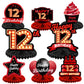 Happy 12Th Birthday Red And Black Table Honeycomb Centerpieces Balloons Theme Decor Table Decorations Table Toppers For Girls Women Princess 12 Years Old Birthday Party Bday Supplies Background Gold