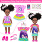 Ecore Fun 14 Inch Black Doll with Black Baby Doll Clothes Accessories - Including Dress  Top  Skirt  Shoes  Comb  Mirror  Hairclip  Phone & Stickers - African Realistic Silicone Girl Dolls for Girls
