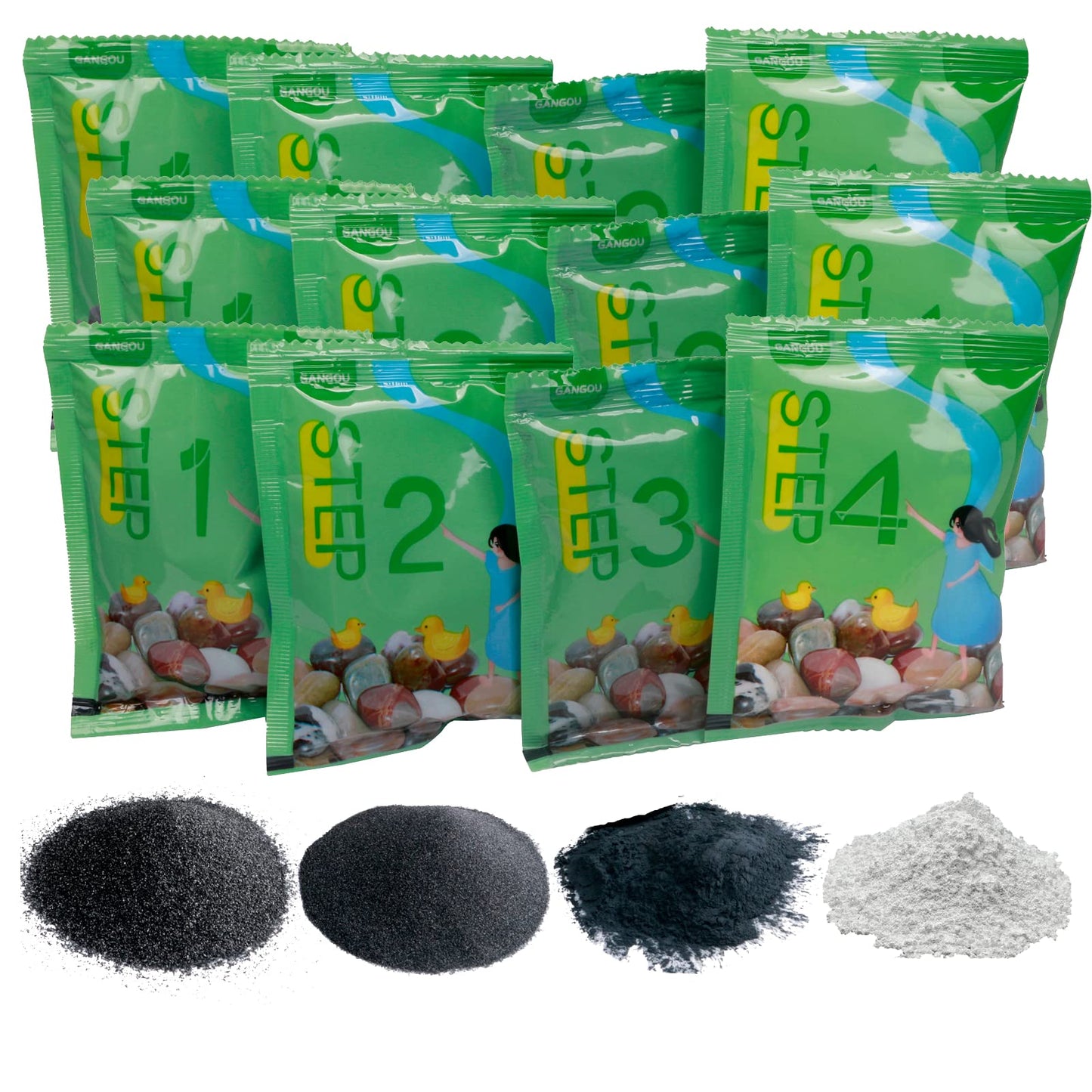 4 Step Rock Tumbler Grit Kit, Polish Kit Silicon Carbide Aluminum Oxide Media Polish For 3 Lb Rock Tumbler