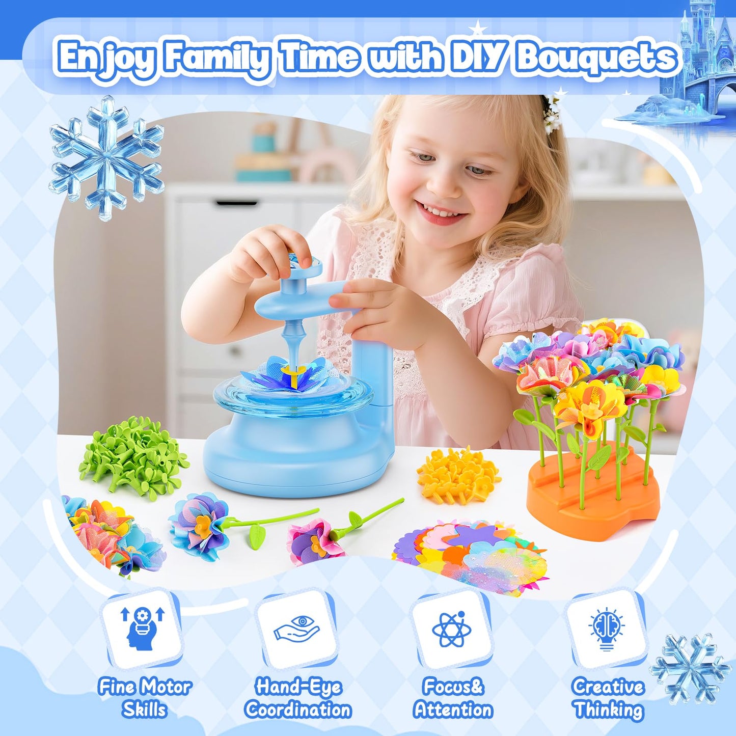 cosone Arts and Crafts Kits for Kids Age 3-12, Fabric Flower Bouquets Toys, DIY Craft Kits Toys for Kids, Ideal Gifts for Presch