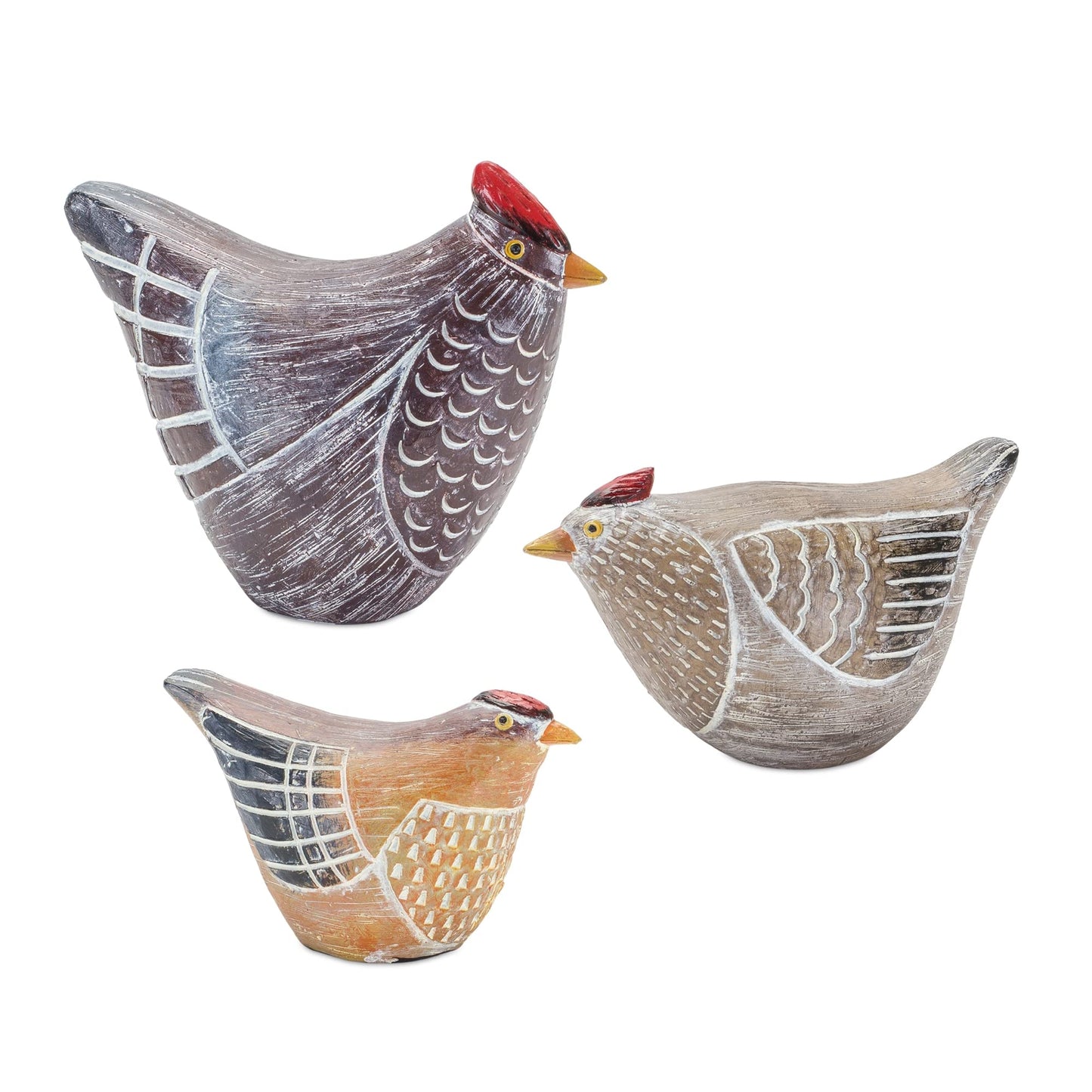 Melrose 85479 Chicken Figurine, Set of 3, 4.25-inch Height, Resin