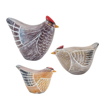 Melrose 85479 Chicken Figurine, Set of 3, 4.25-inch Height, Resin
