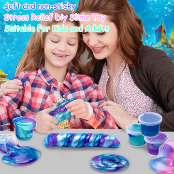 Hfchupin 24 Pack Galaxy Mermaid Slime Kit,Party Favors For Kids,Non Sticky, Stress & Anxiety Relief, Super Soft Sludge Toy,Easte