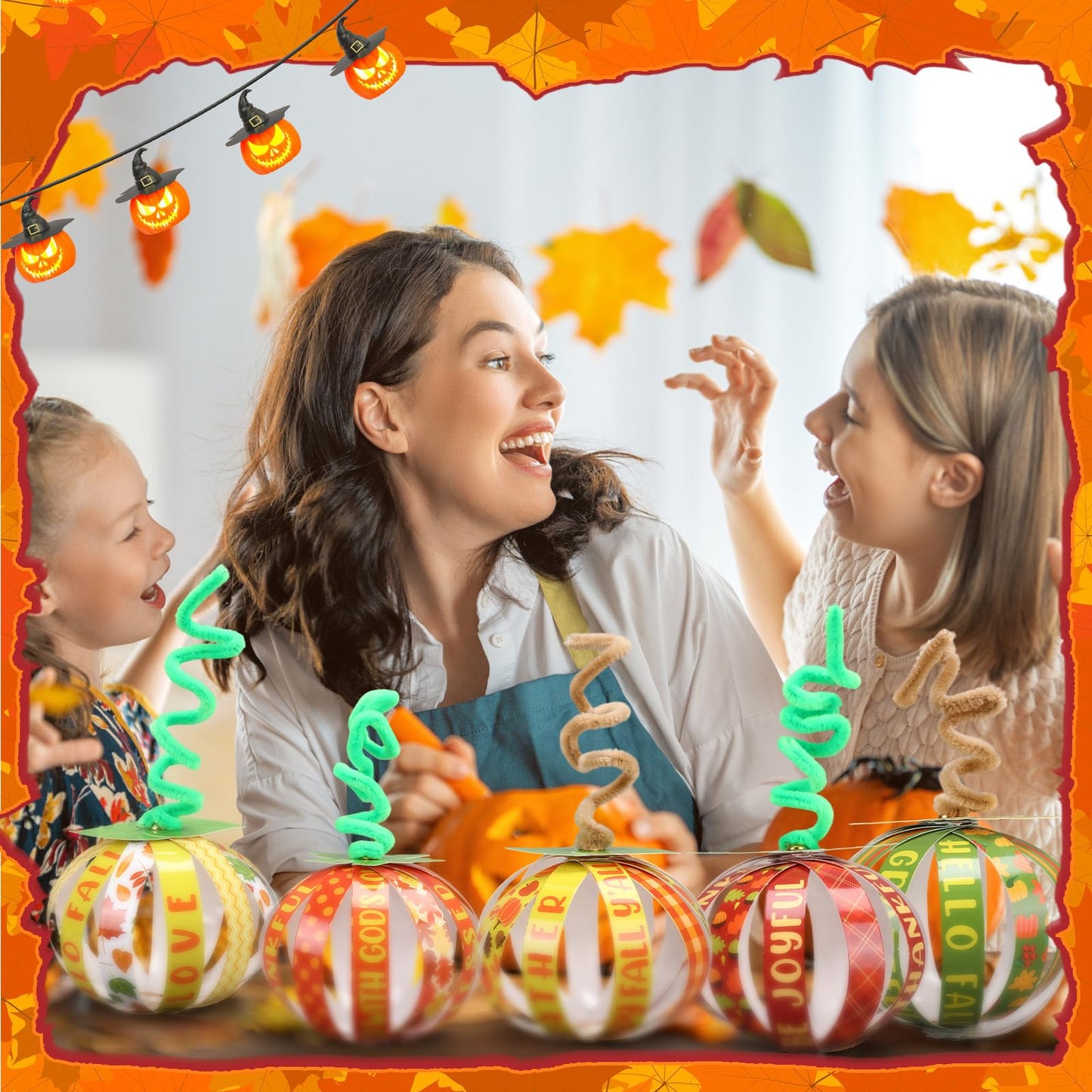 Mooliwe 30 Set Fall Pumpkin Crafts Bulk Religious Christian Craft Kit DIY Autumn Paper Fall Tree Ornaments for Thanksgiving Hall