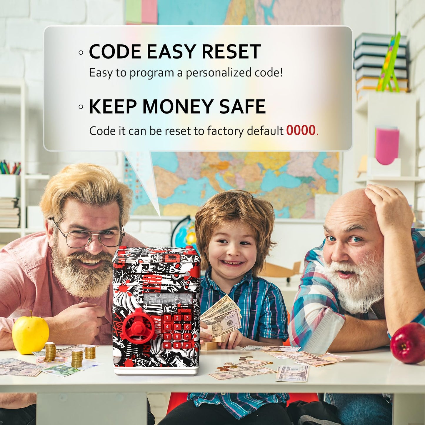 ATM Piggy Bank for Boys Girls  Vcertcpl Mini ATM Coin Bank Money Saving Box with Pasdecorative replica blade  Kids Safe Money Jar for mature-themeds with Auto Grab Bill Slot  Great Gift Toy Bank for Kids