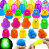 AMENON 24 Pack Easter Basket Stuffers Chick Duck LED Puffer Balls Easter Eggs Filled Light Up Squeeze Sensory Ball Stress Relief