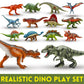 Oriate Jurassic Dinosaur Toys Catch N Run Fighting Playset, 32 Pcs Include Big T-Rex & Carnotaurus 12 Mini Dinosaur Figures 6 Fences 1 Egg Play Sets, Dinosaur Toys For Kids 2-4 3-5