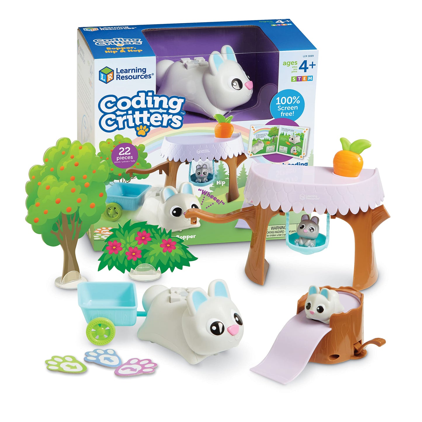 Learning Resources Coding Critters Bopper - 22 Pieces, Ages 4+,Screen-Free Early Coding Toy For Kids, Interactive Stem Coding Pet, Preschool Learning Toys