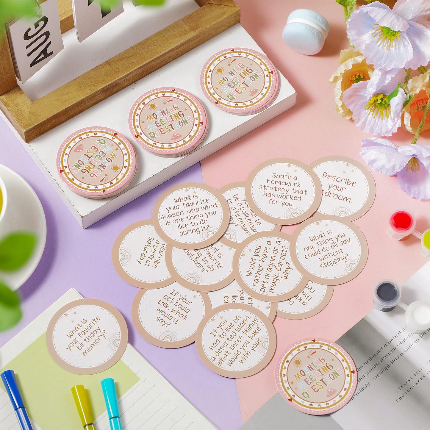 50 Morning Meeting Chips Questions Cards For Students, Classroom Questions Ideas Cards Conversation Starter For Classroom Activi