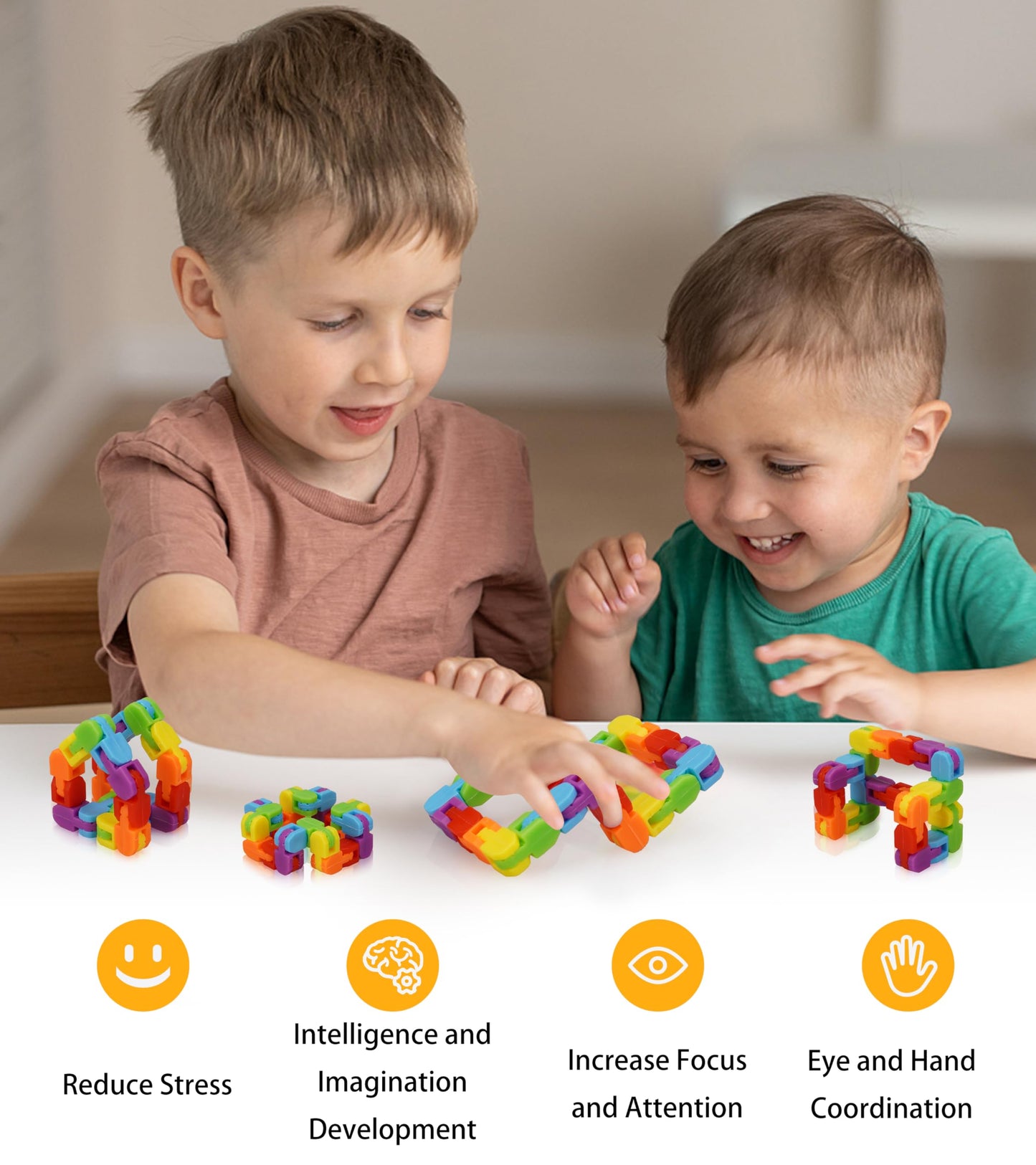 Ganowo 24 Pack Fidget Toy Wacky Tracks Snap And Click Fidgets Sensory Toys Party Favors ,Classroom Reward,School,Valentines Gifts For Adults ,Kids,Teens ,Students