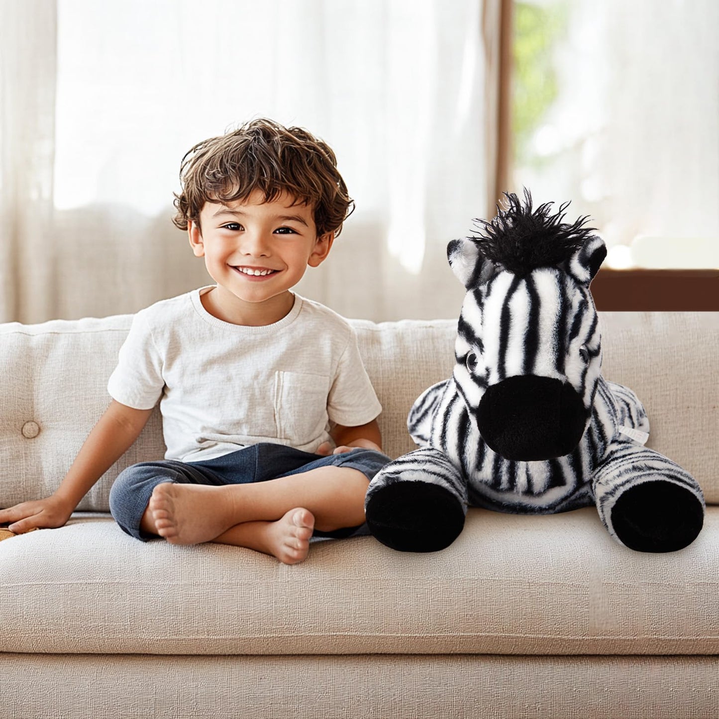 Niuniu Daddy 20'' | 3.3 Pound Zebra Weighted Stuffed Animals For Kids Adults, Soft Zebra Weighted Beads For Stuffed Animals For