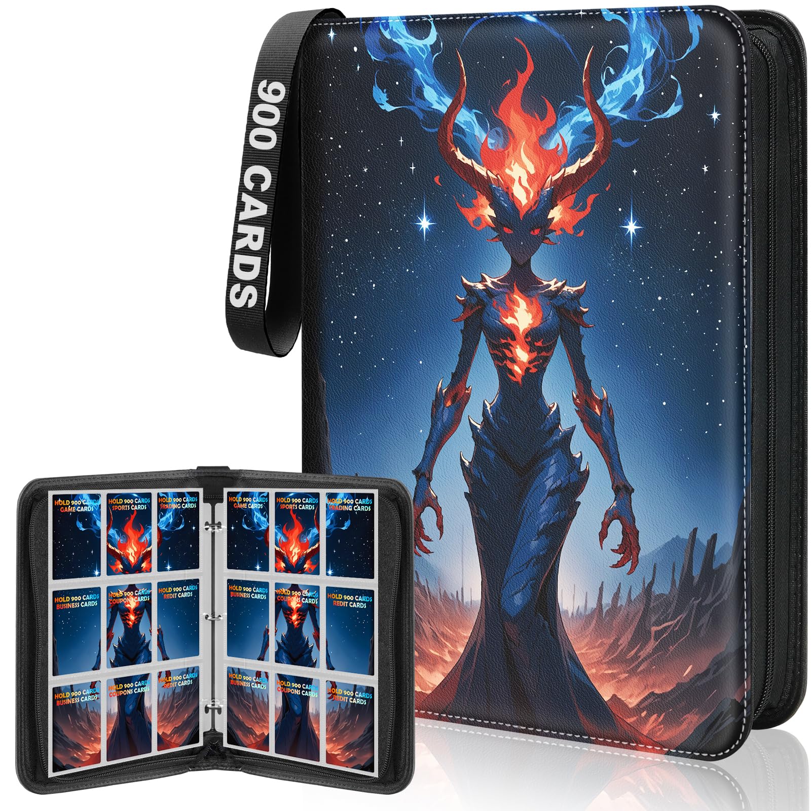 Winsing 9-Pocket Card Binder  3 Ring Trading Card Holder Album  900 Cards Large Zipper Collection Binder - enhanced Card Storage Organizer for Sports  Baseball  Photocard  Football  Game Black Sky