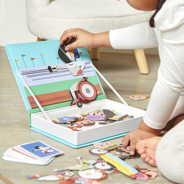 Janod Magn  Ti'Book Sports Educational Game-48 Magnets + 16 Model Cards-Childrens Fsc Cardboard Toy-3 Years +, J02596, Multicolo