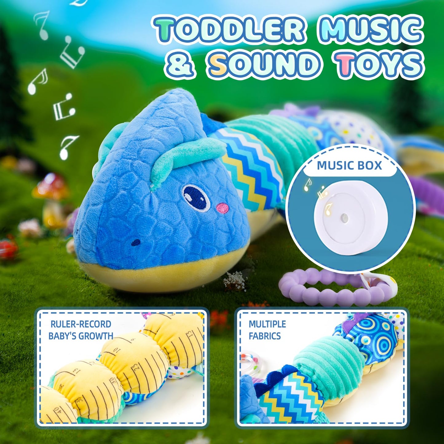 Baby Toys 0-6 Months, Baby Musical Toys - Stuffed Animal Activity Soft Toywith Rattles, Crinkle, Bell;Baby Sensory Teething Toys