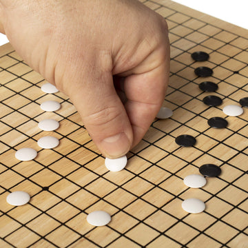 Go Set With Natural Wood Board | Portable 29 X 29Cm (11.4' X 11.4') Set | Complete Set Of 361 Stones | 19X19 Grid Layout, Portable Size For Travel | 2-Player - Classic Chinese Strategy Board Game