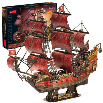 Cubicfun 3D Puzzles For Adults Kids, Red Queen Anne'S Revenge 391 Pcs, Home Decor Cool Pirate Ship Arts & Crafts For Adults Puzzles Model Kits, Birthday Gifts For Women Men Puzzles For Adults