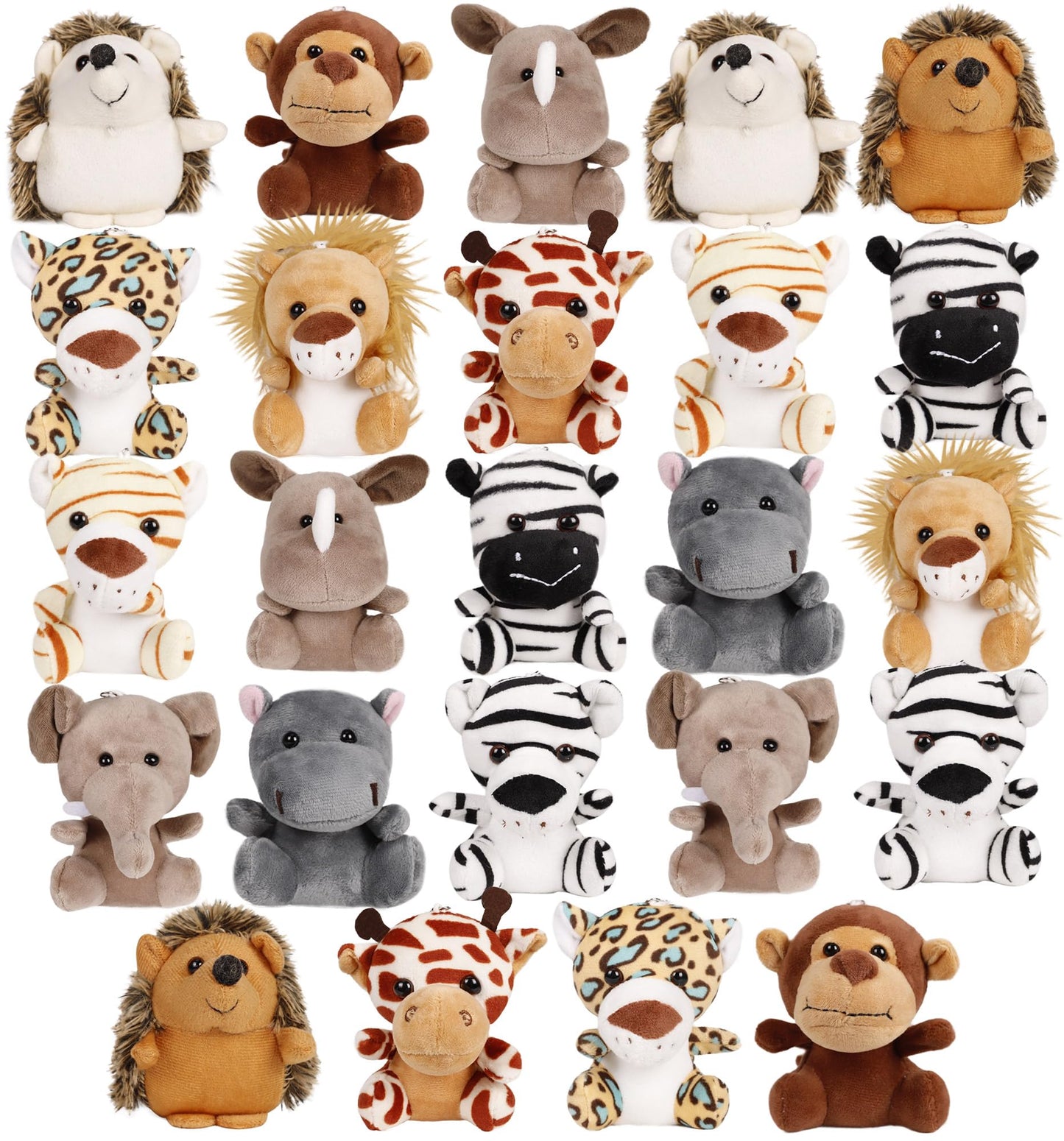 Spoilu Small Stuffed Animals Bulk, 24 Pieces Cute Plushies, 4.5 Inch Mini Forest Animal Plush Toys, Party Favors, Stocking Stuff