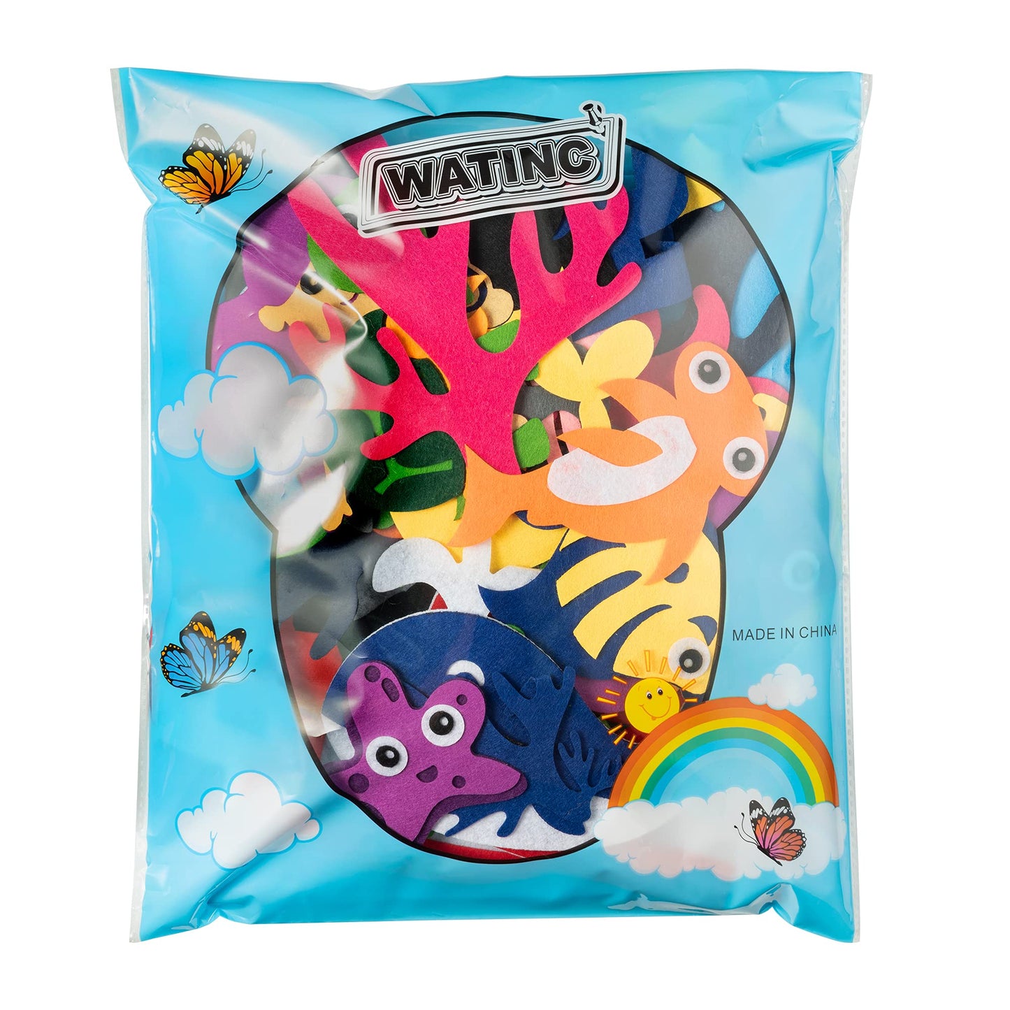 WATINC 45Pcs Under The Sea Teaching Felt Board Story Set 3.5 Ft Ocean Creatures Aquarium Storytelling Flannel Interactive Play K