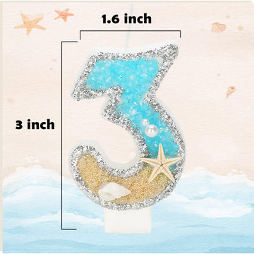 ElekFX 23th Birthday Candle for Cake, Beach Starfish Sequins Number Cake Candles, 2.76 inch Number 23 Happy Birthday Candle, Cak
