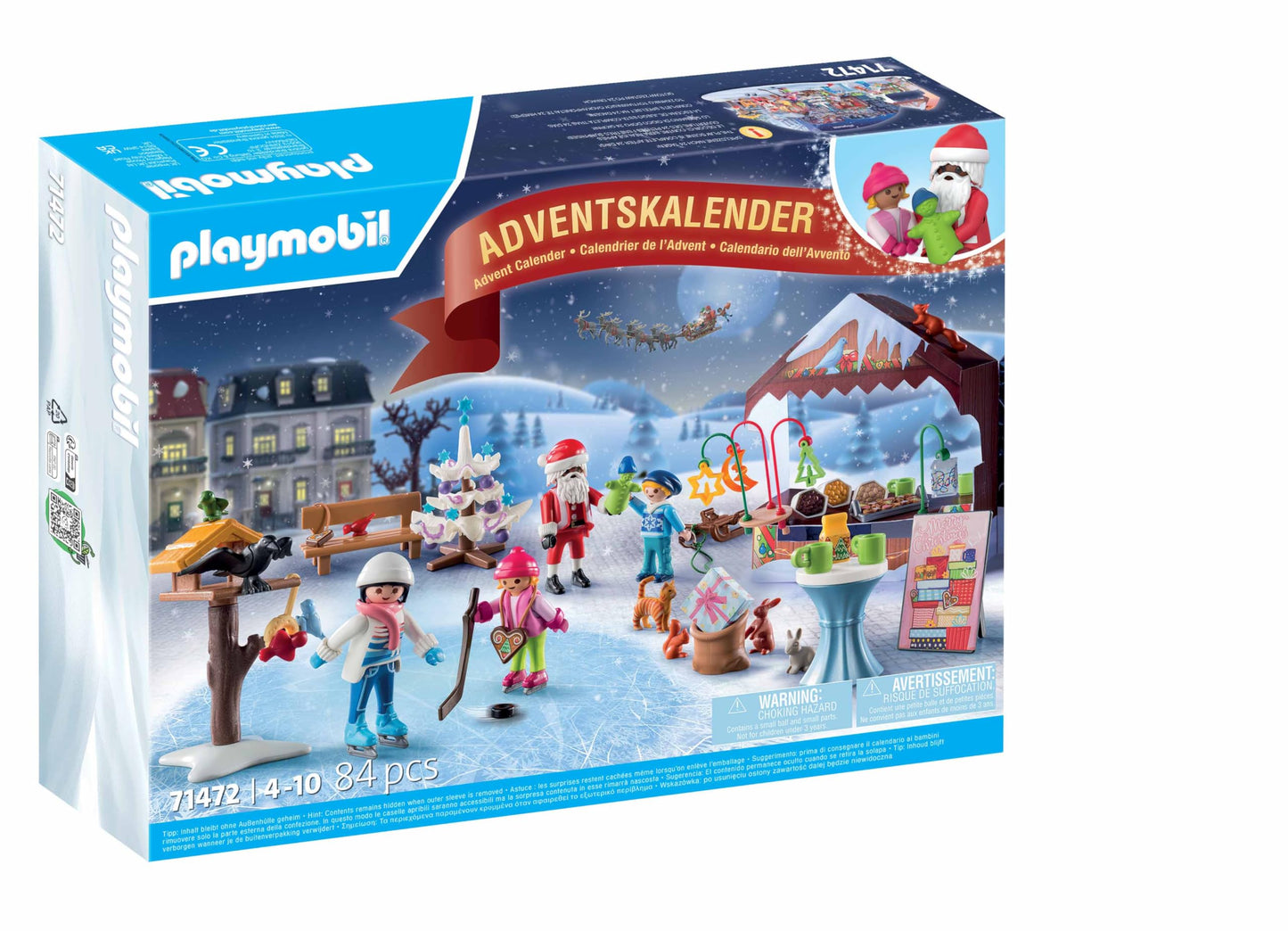Playmobil Advent Calendar: Trip to the Christmas Market, One Size, Multicolor, Model 71472, Durable Plastic