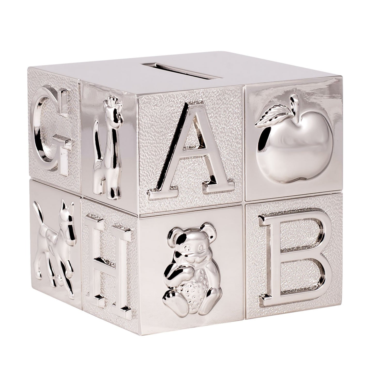 Creative Gifts International Pewter Abc Block Bank For Kids, Newborn Gift, Silver, 3      X3      X3      , Shiny Non-Tarnish Ni