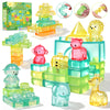 Gummy Bloc Safari Adventure Sensory Soft Building Blocks for Toddlers, 52 PCS Montessori Squishy Stacking Toy Set, Jungle Animal