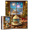 Cream Holiday Mug Gingerbread Cookies Christmas Fireplace 1000 Piece Jigsaw Puzzle for mature-themeds Students Cozy Winter  Window View 20?27 Inches Relaxing Festive Game Warm Atmosphere Decor